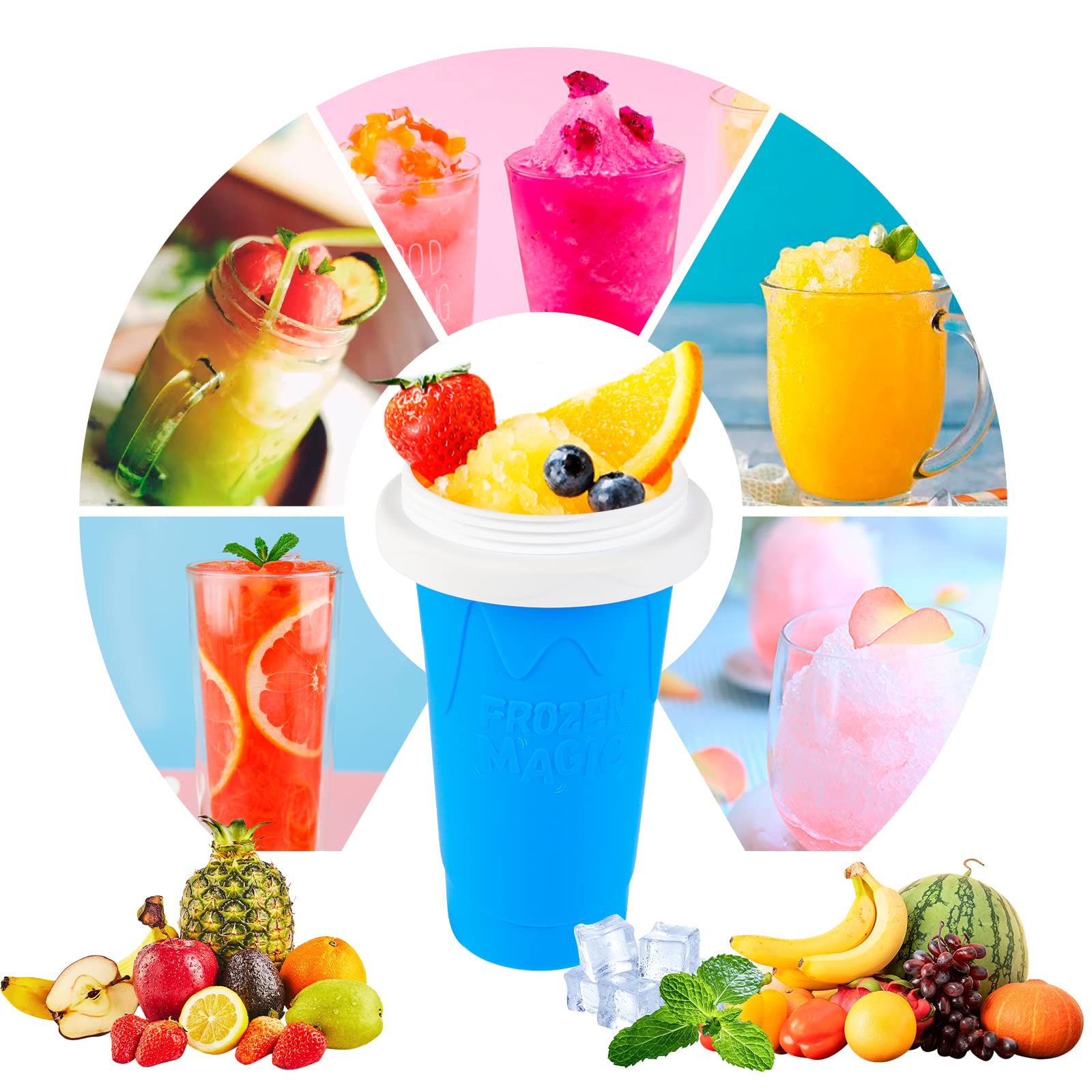 VOIEOV Slushie Maker Cup 2-in-1 straw and spoon for easy eating