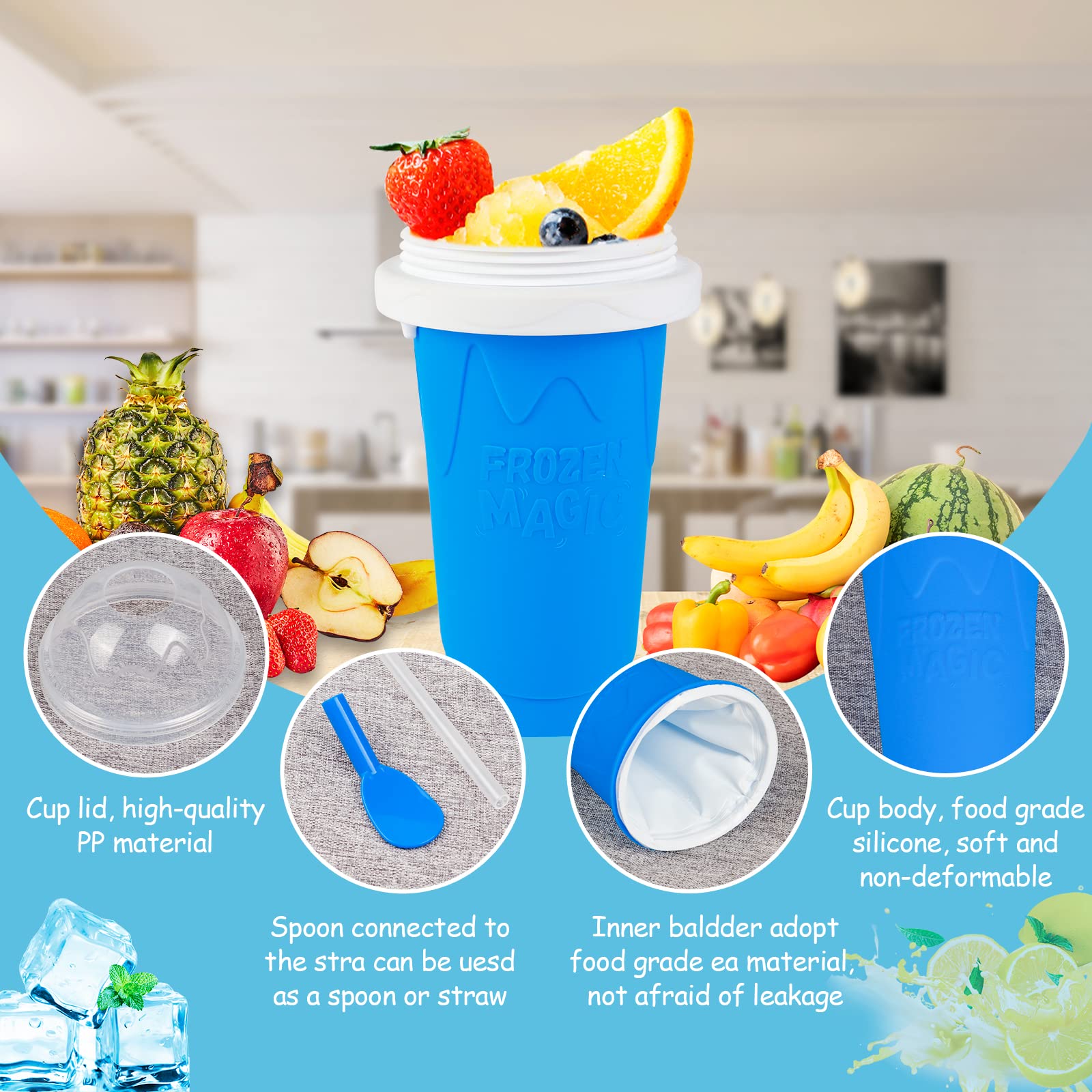 VOIEOV Slushie Maker Cup silicone body for durable, reusable use