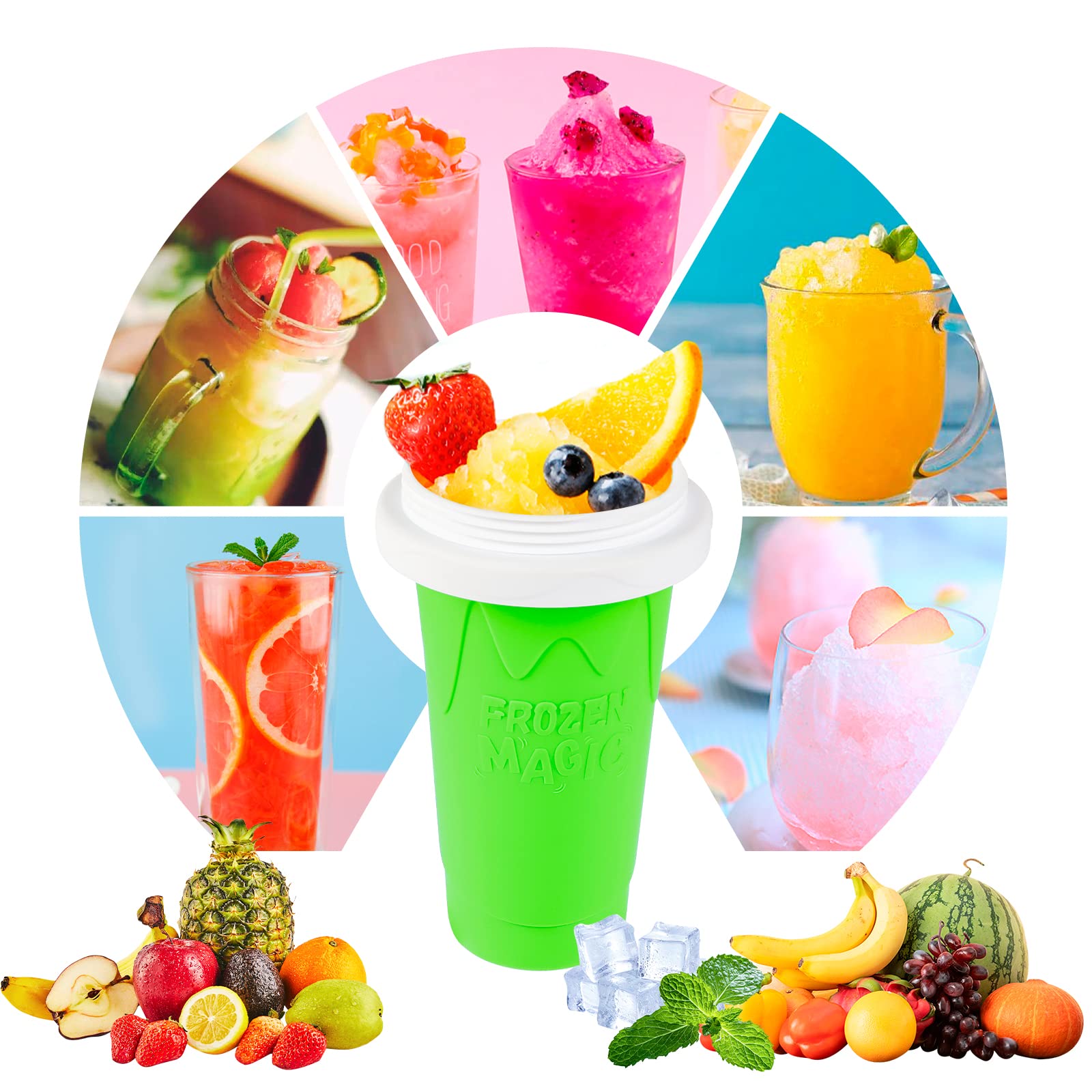 VOIEOV Slushy Maker Cup in action transforming juice into a slushie.