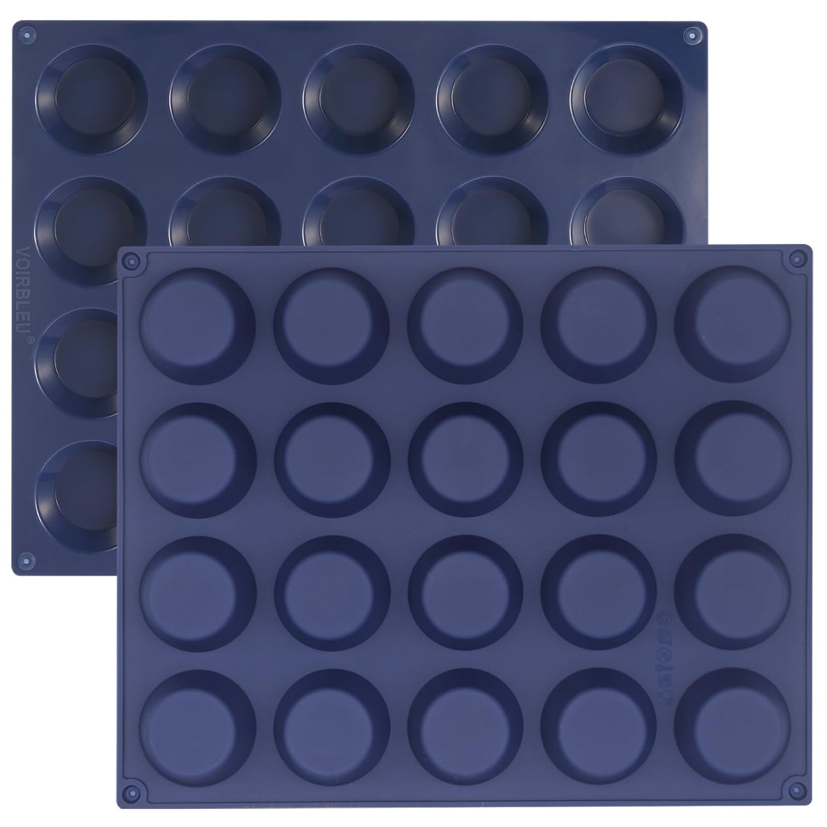 VOIRBLEU silicone tart mold in blue with 20 holes for even mini pies.