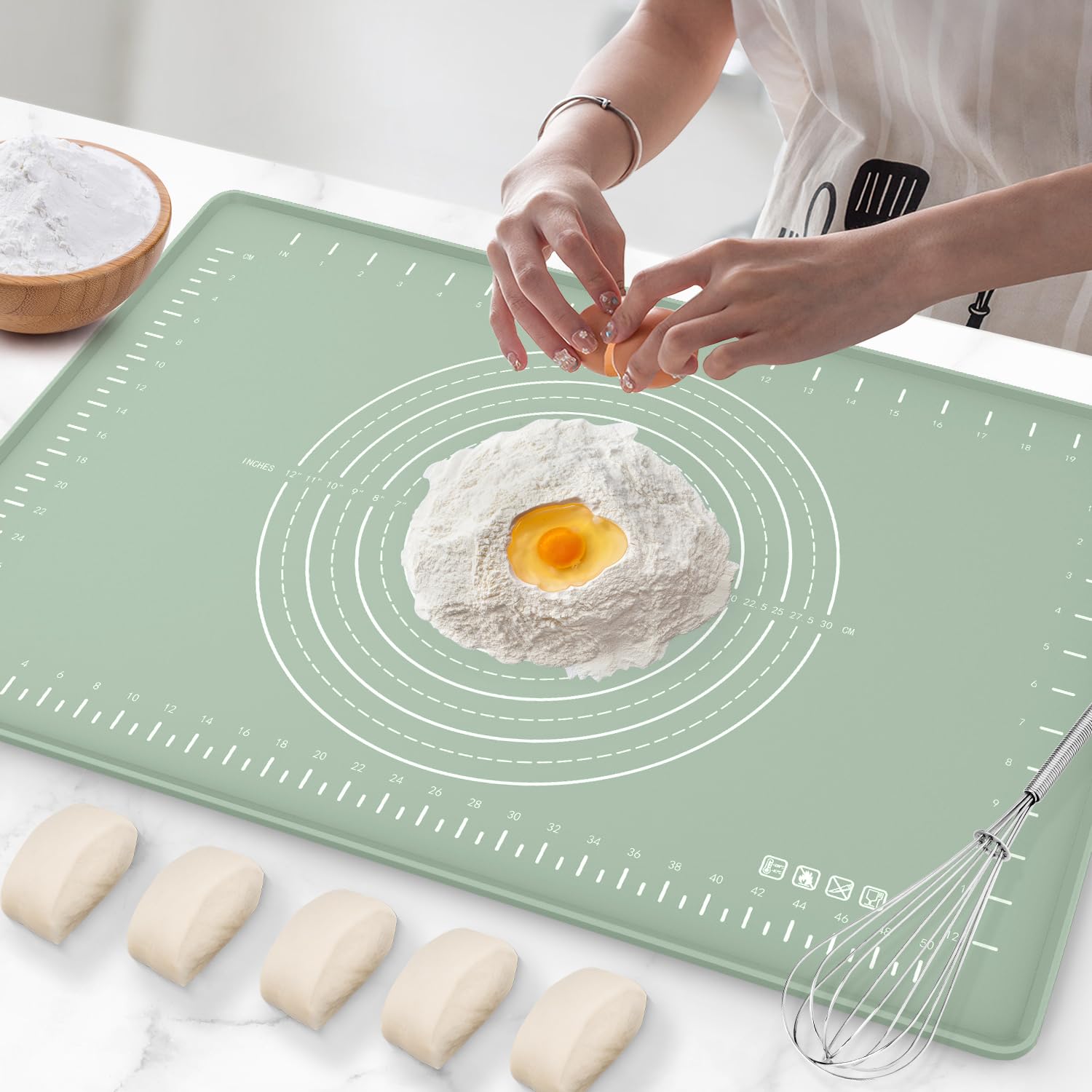 Volikos 28x20 silicone baking mat for dough rolling and non-stick prep