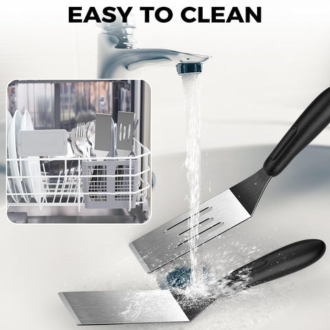 Volikos spatula scrape edge ideal for cast iron pans and residue.