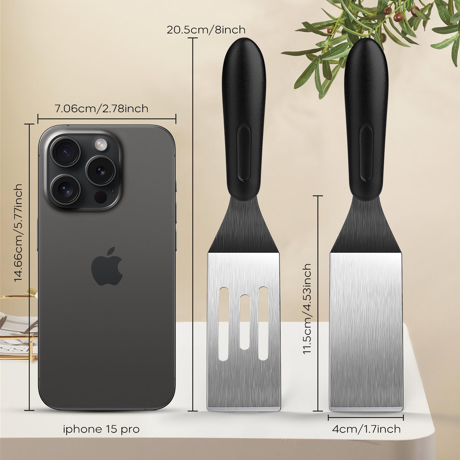 Volikos spatula thin flexible edge for easy flipping and scraping.