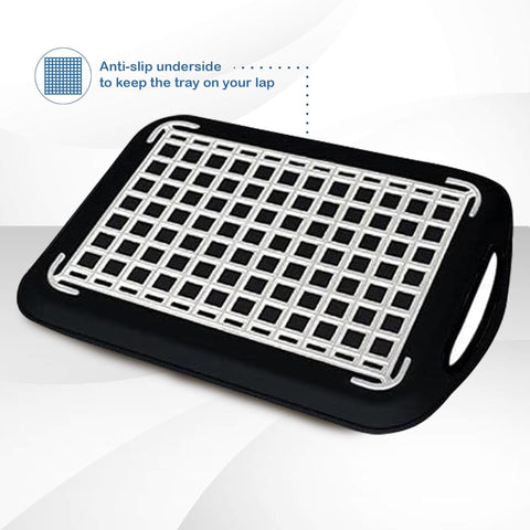 Volila dinner tray with handles for easy carrying.