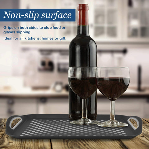 Volila large 15.5 by 11.5 inch trays fit dinner plates.