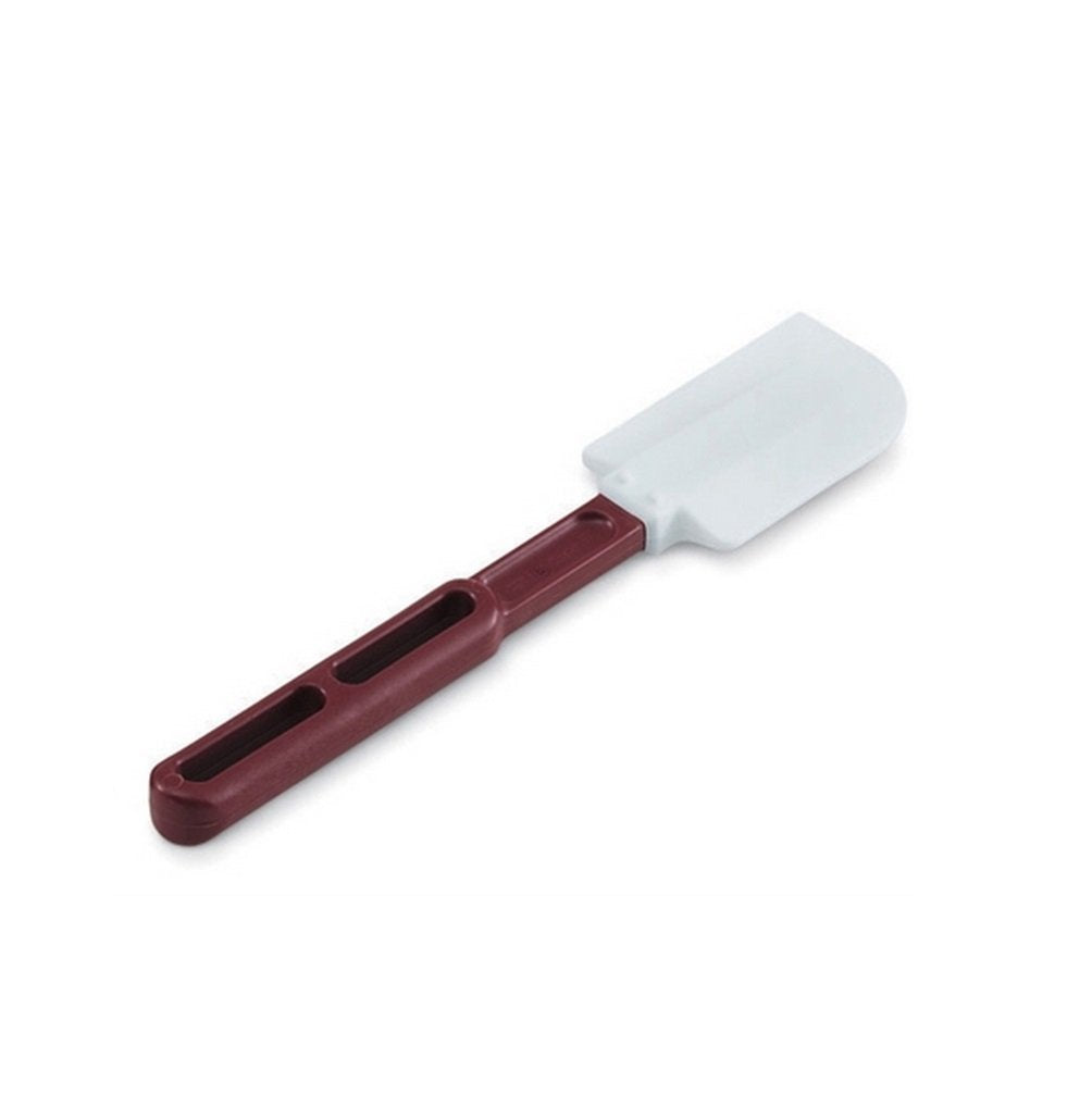 Vollrath 13-1/2 inch high-temp spatula with white blade, heat resistant to 500°F for non-stick cookware.
