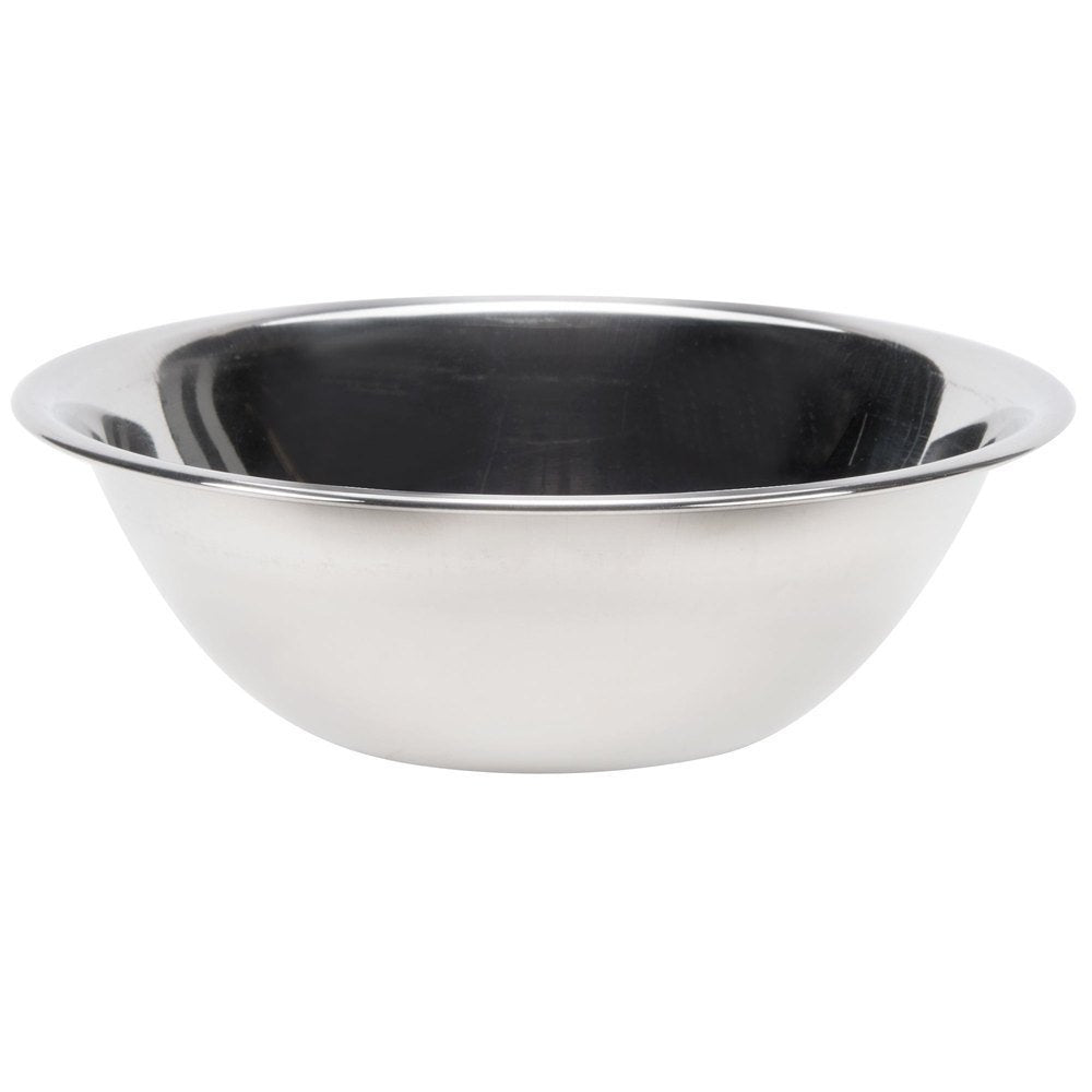 Vollrath 3-quart mixing bowl with mirror finish for easy cleaning.