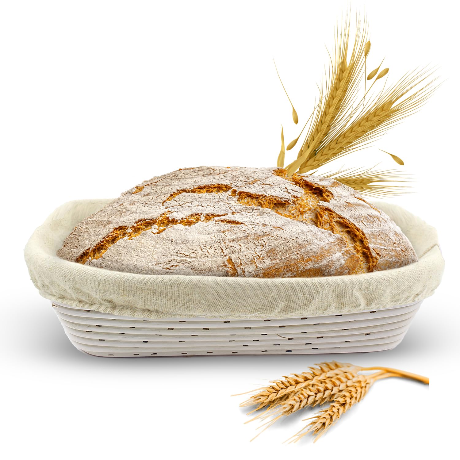 Vollum Banneton basket spiral interior shapes crusty sourdough with artisan texture.