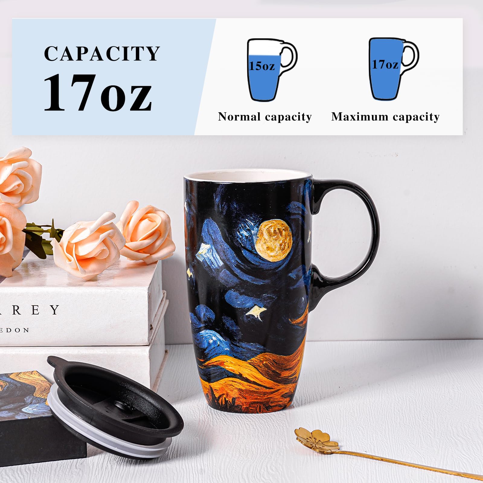 Voltogar tall 6.5 inch ceramic mug with elegant design