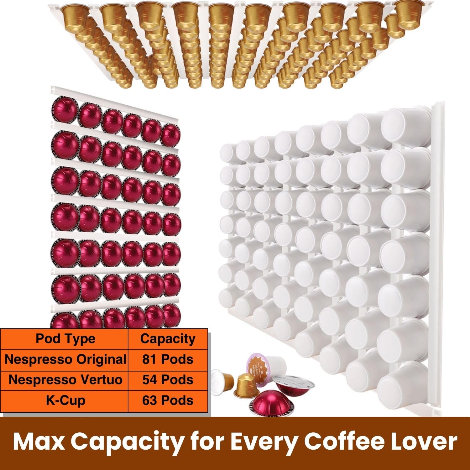 VOMELON under-cabinet coffee pod storage saves counter space.