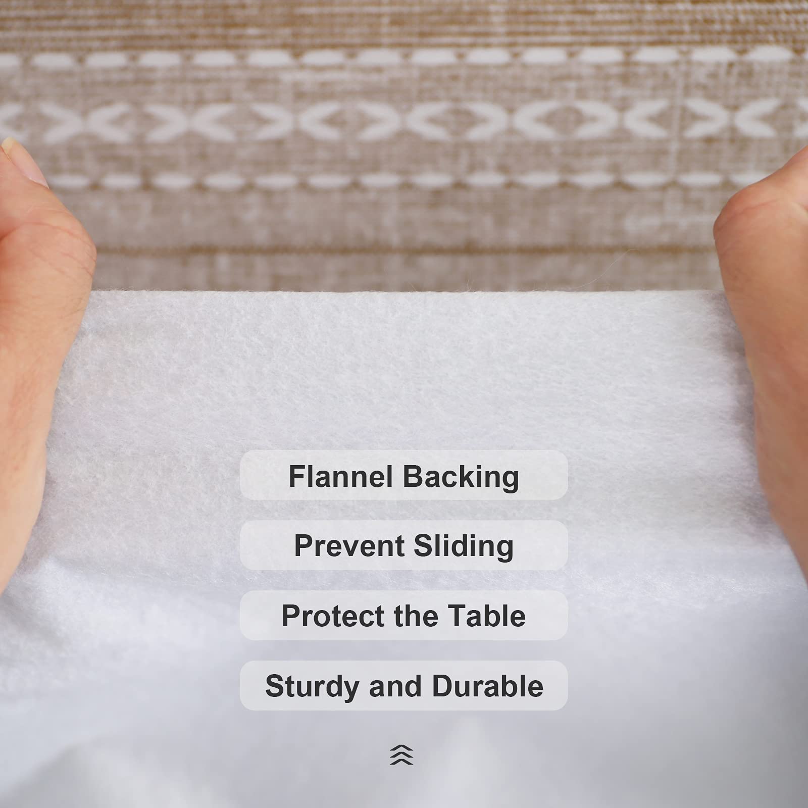 Vonabem dining setup with tablecloth demonstrates elegant indoor presentation