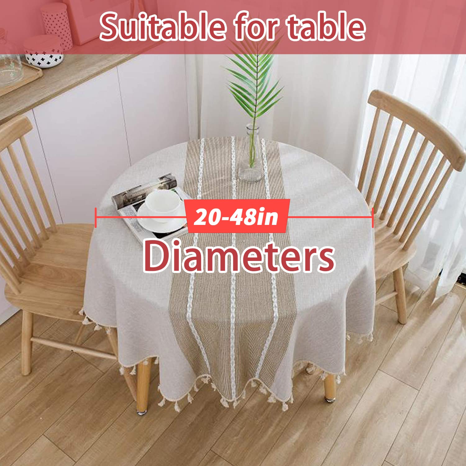 Vonabem farmhouse decor table cloth suits indoor and outdoor settings.