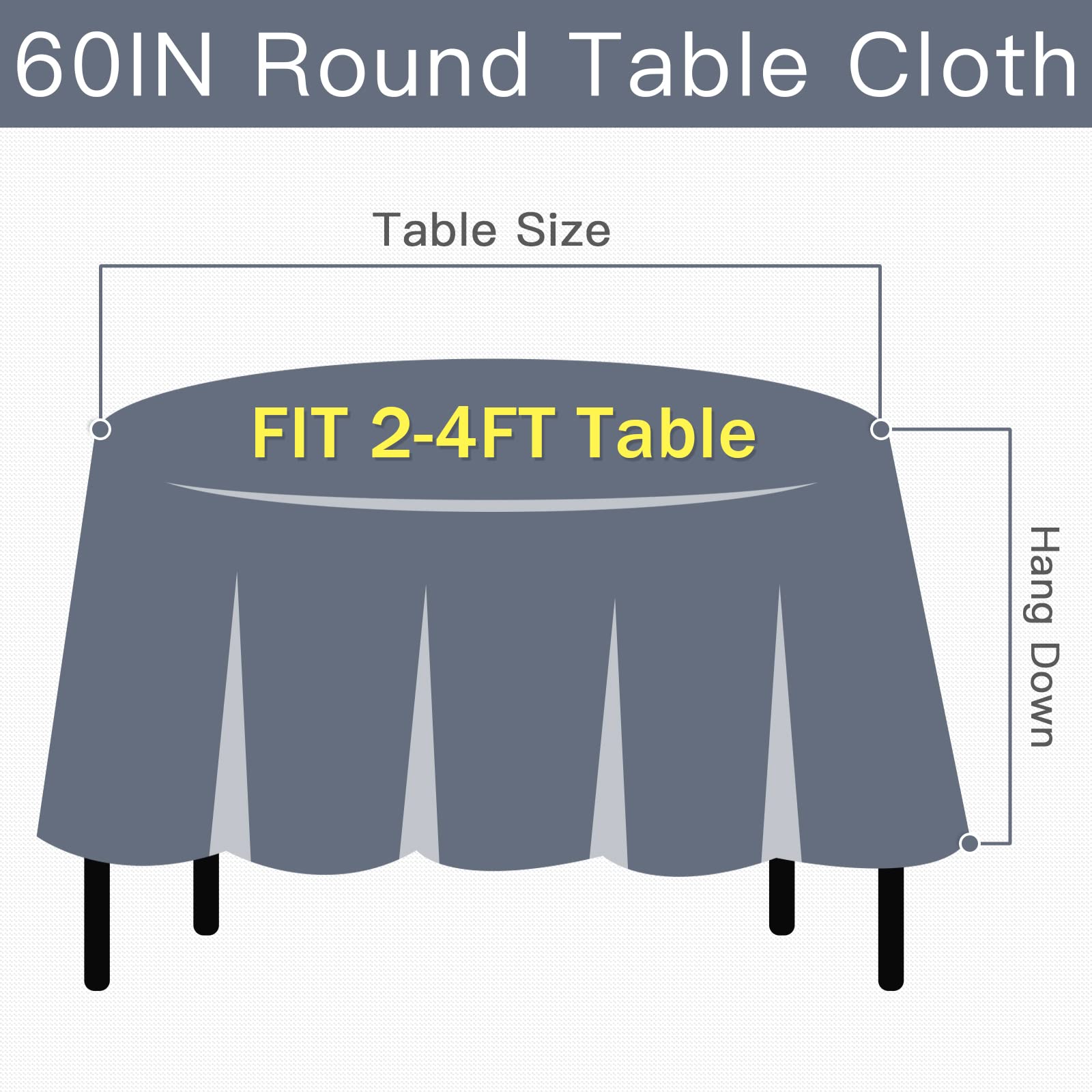 Vonabem size guide ensures proper fit for round tables.