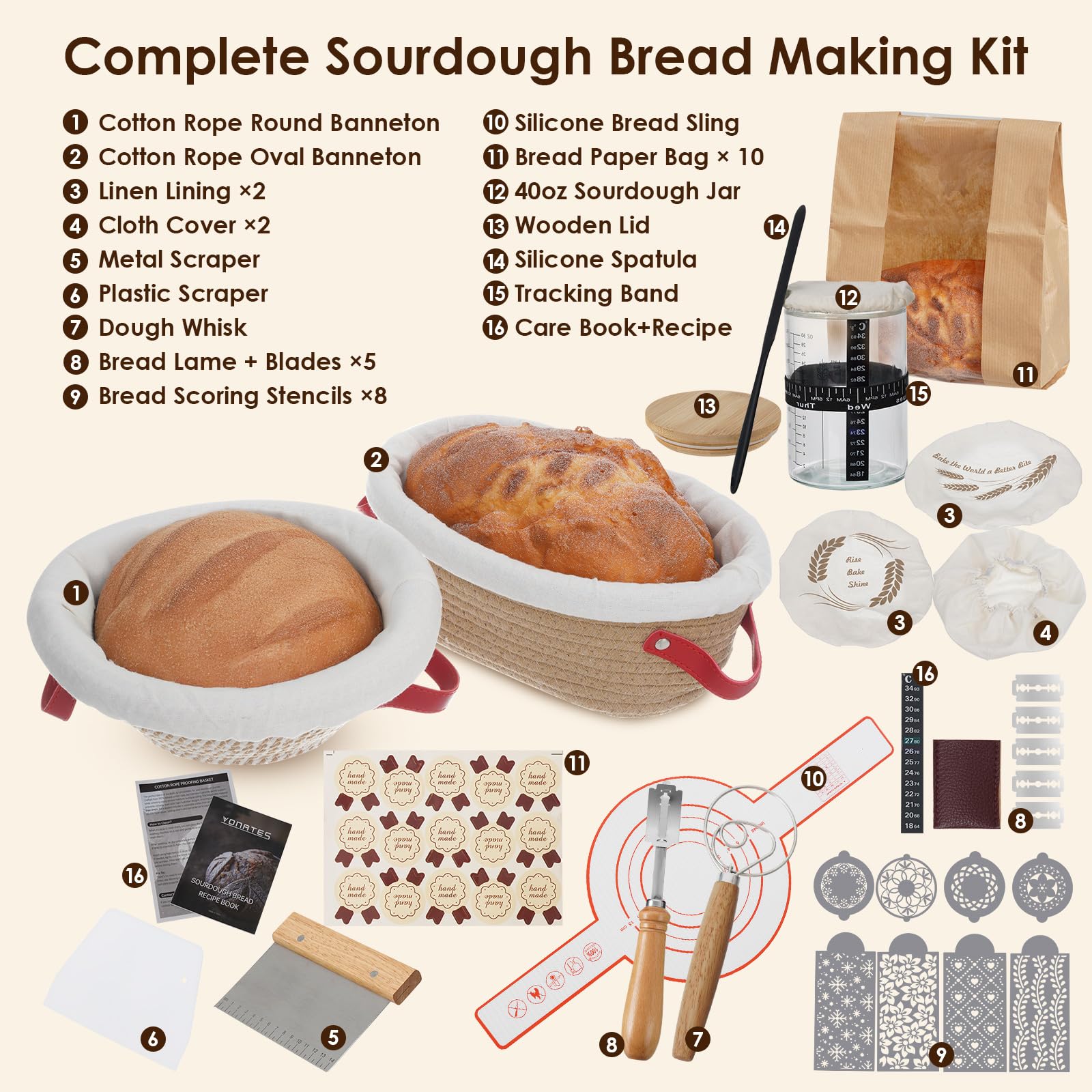 VONATES bread lame with replaceable blades for decorative loaf patterns