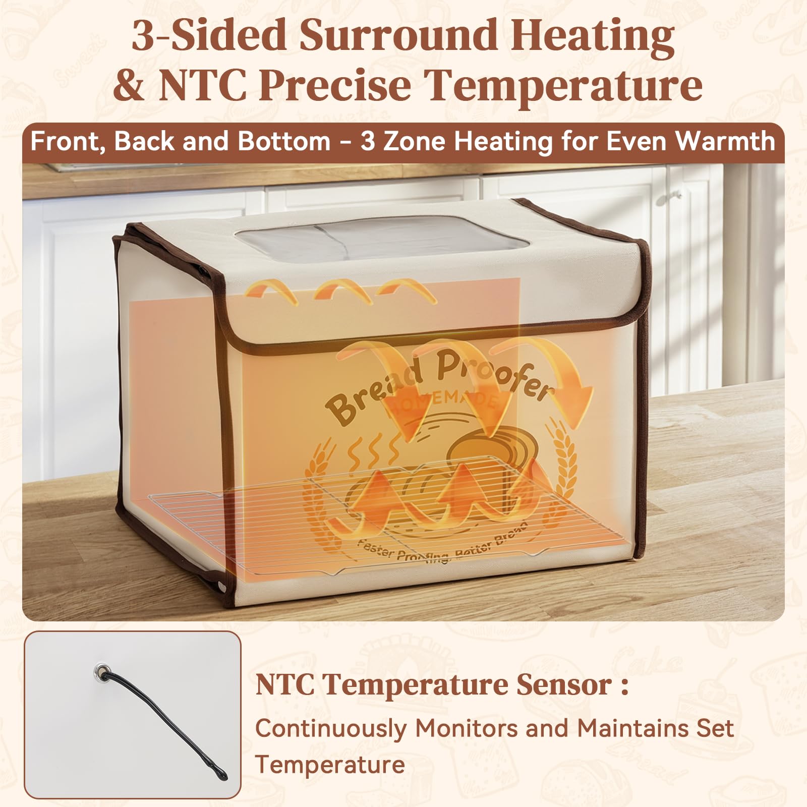 VONATES bread proofing box with three-side heating demonstrates even fermentation for consistent dough