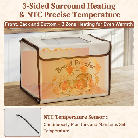 VONATES bread proofing box with three-side heating demonstrates even fermentation for consistent dough