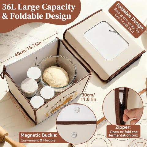 VONATES proofer with 36L capacity accommodates multiple dough bowls and yogurt jars