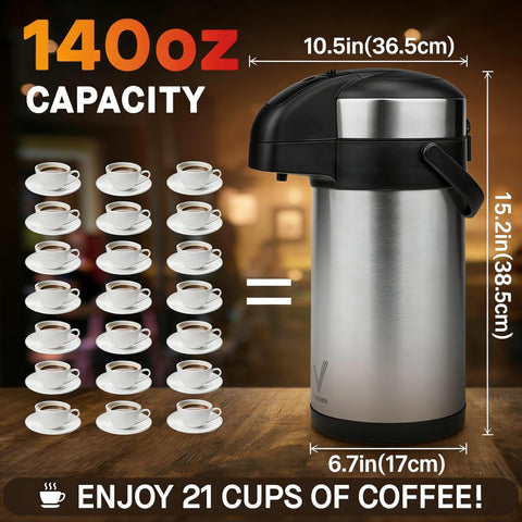 Vondior insulated 140 oz carafe designed for easy pouring and cleaning