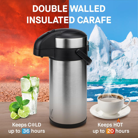 VONDIOR stainless steel carafe with wide mouth for easy cleaning and ice addition.