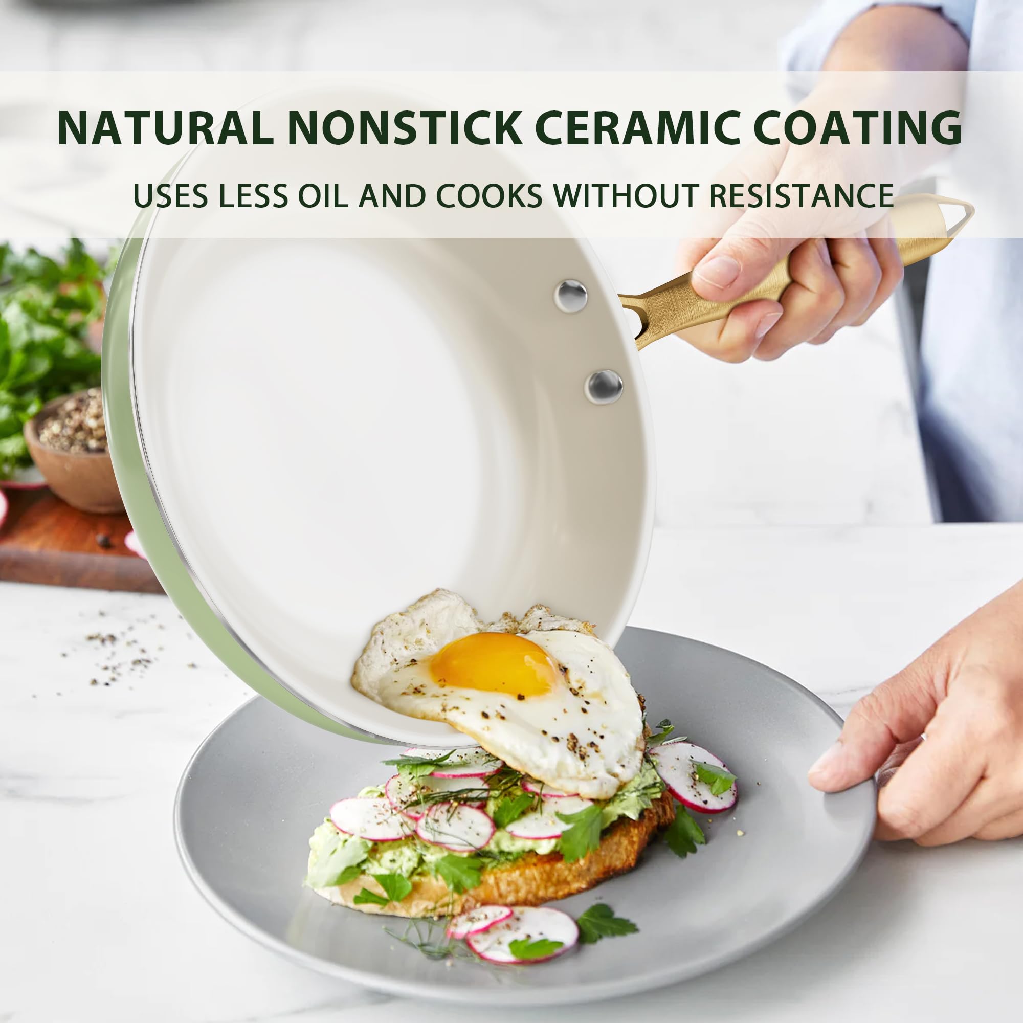 VONIKI 5qt ceramic Dutch oven with lid for one-pot meals and braises