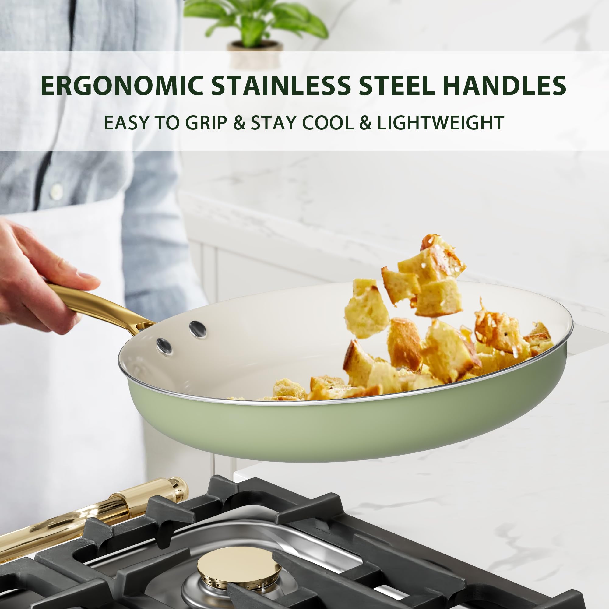 VONIKI 2.5-quart ceramic saucepan with lid for soups and reheats