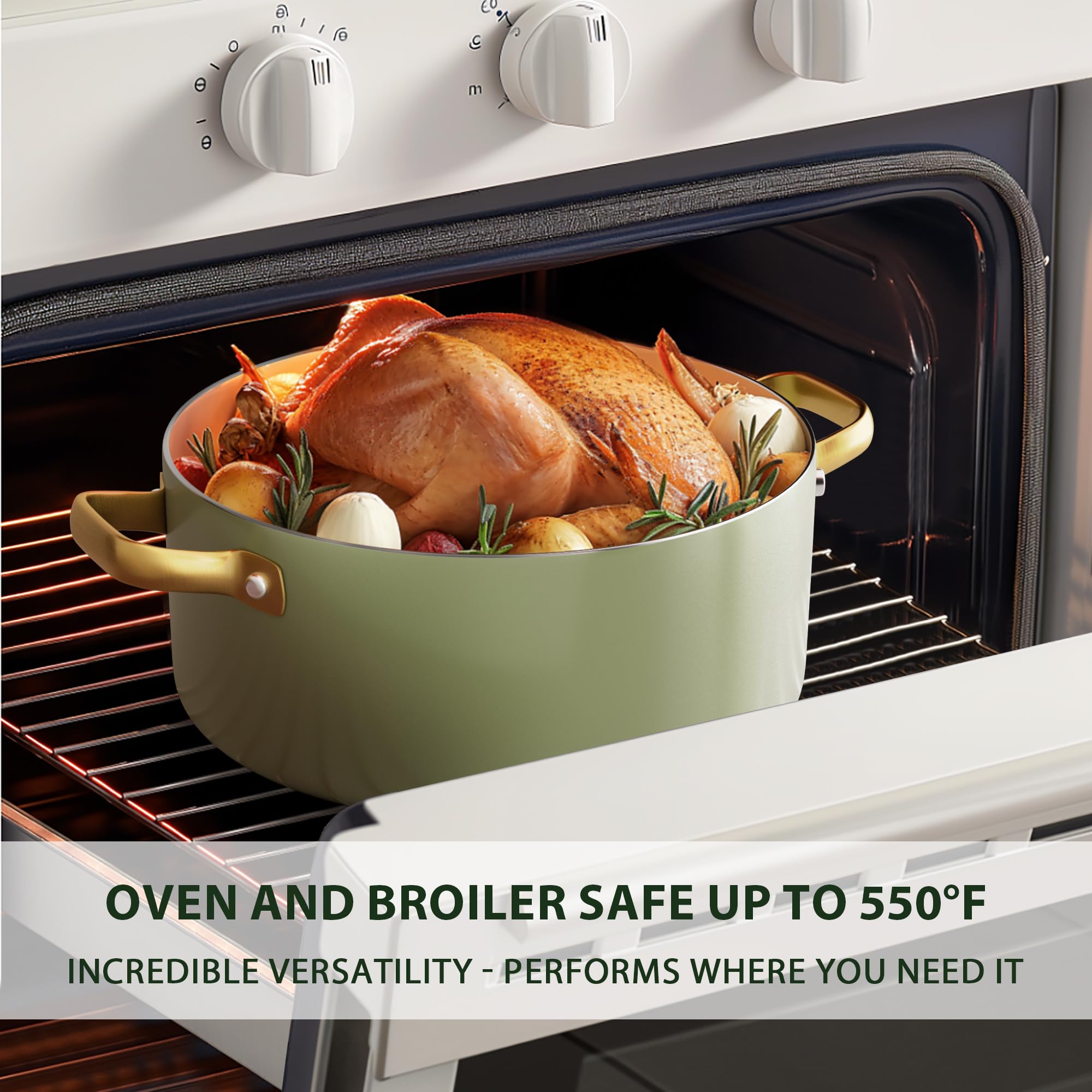 VONIKI 11-inch ceramic sauté pan with lid for browning and sautéing