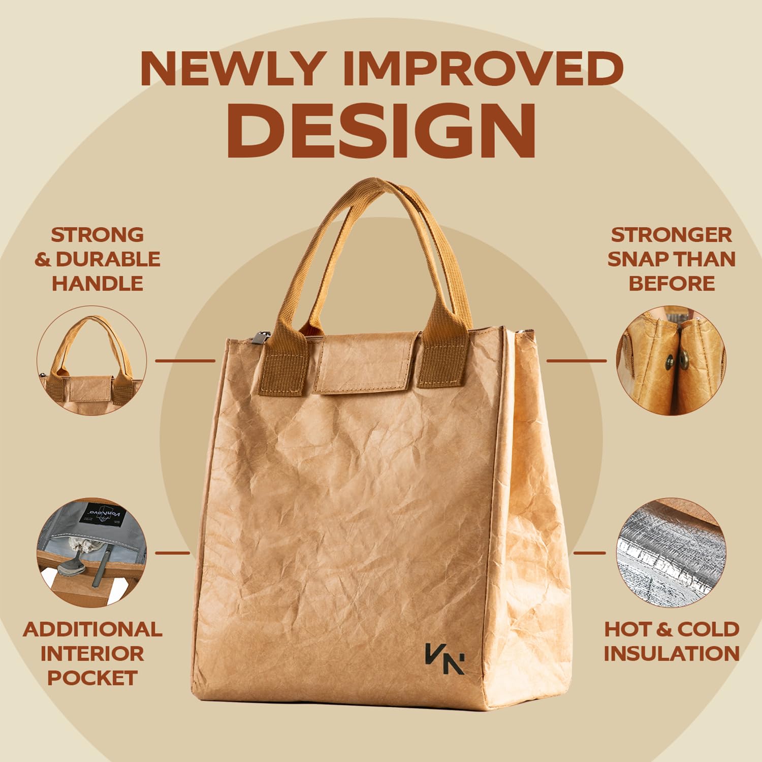Spacious 7L interior of VonNova lunch bag fits multiple containers