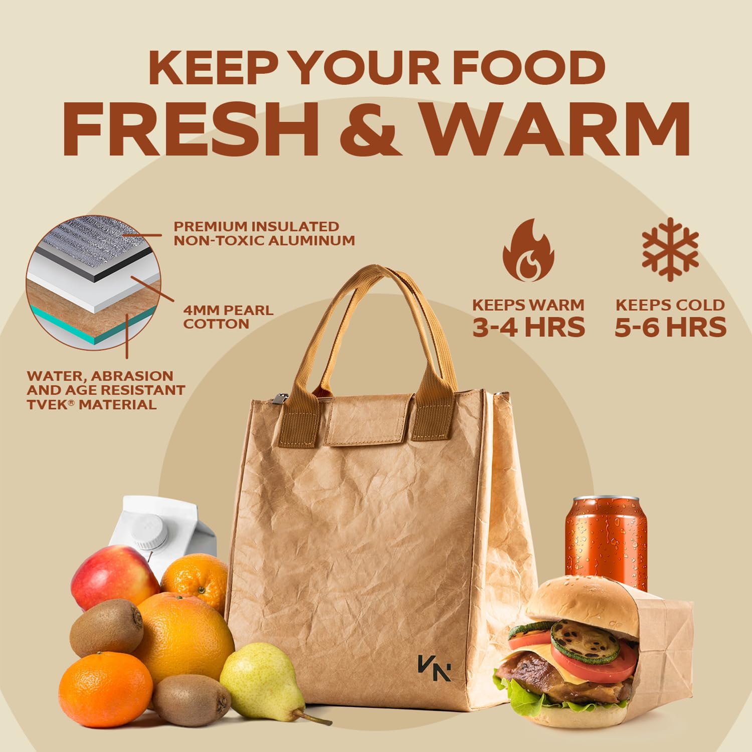 Lightweight Tyvek exterior on VonNova insulated bag for daily portability