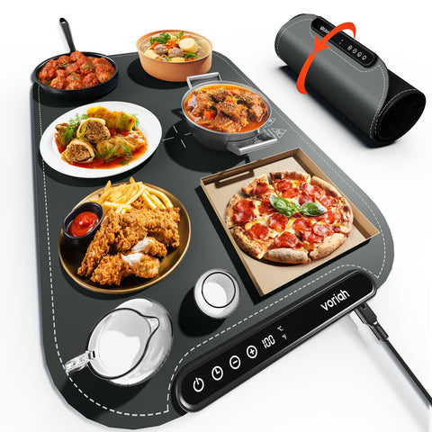 Voriah warming mat 24x16 inch surface keeps dishes warm for gatherings.