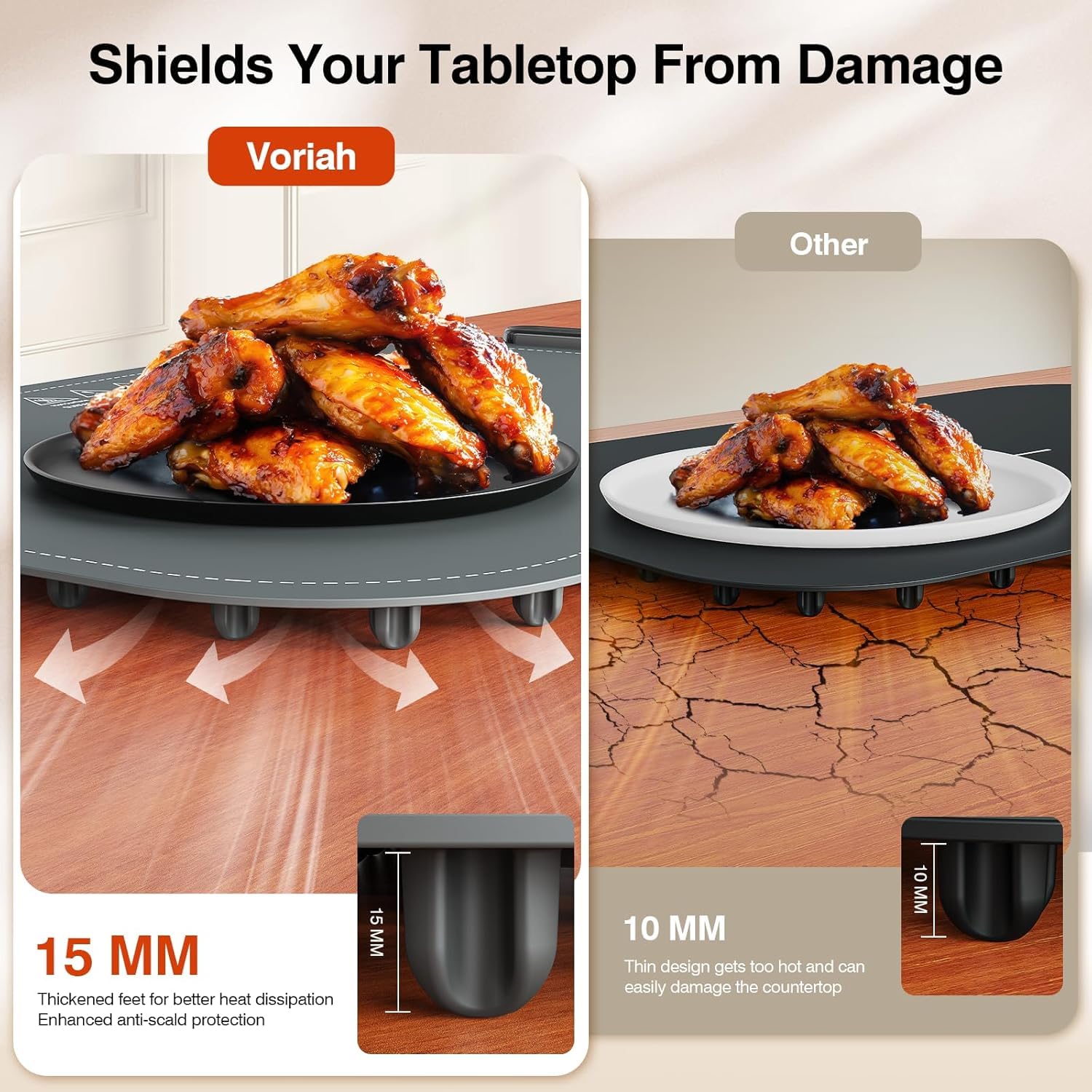 Voriah warming mat easy-clean surface wipes clean quickly.