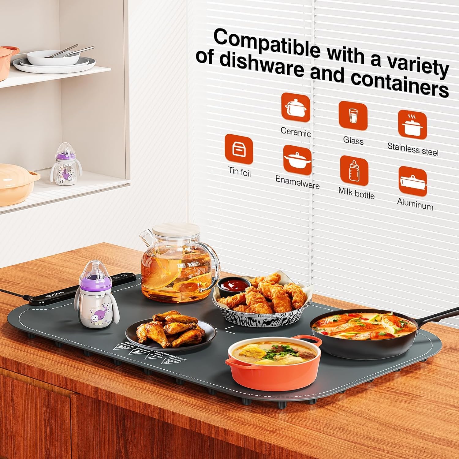 Voriah warming mat timer display supports easy time settings.