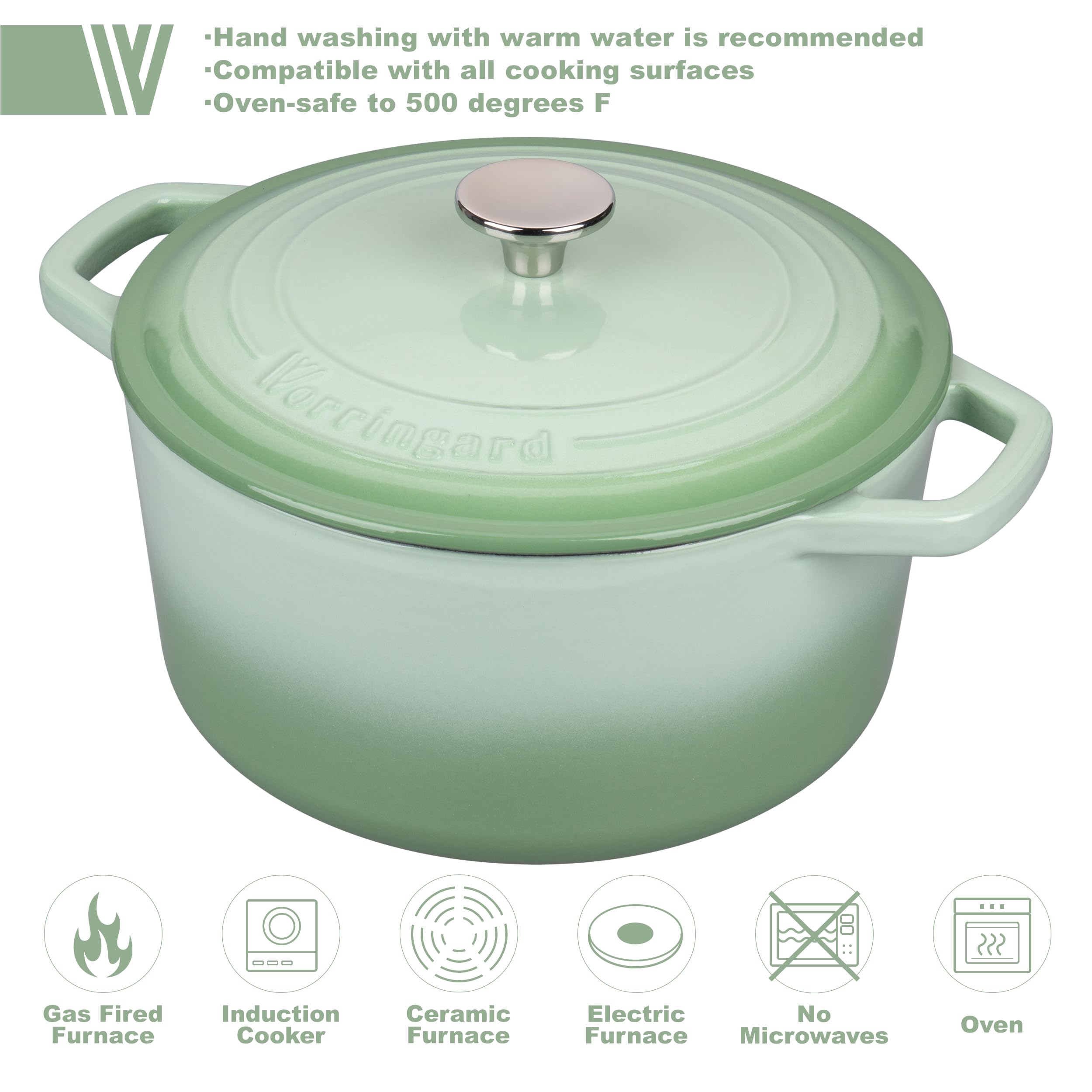 VORRINGARD dutch oven green baking bread with crusty exterior.
