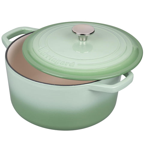 VORRINGARD dutch oven green on stovetop demonstrates versatile cooking.