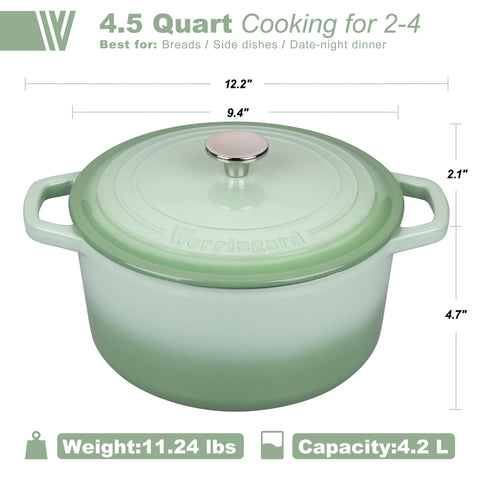 VORRINGARD dutch oven green top-down view shows interior finish for even cooking.