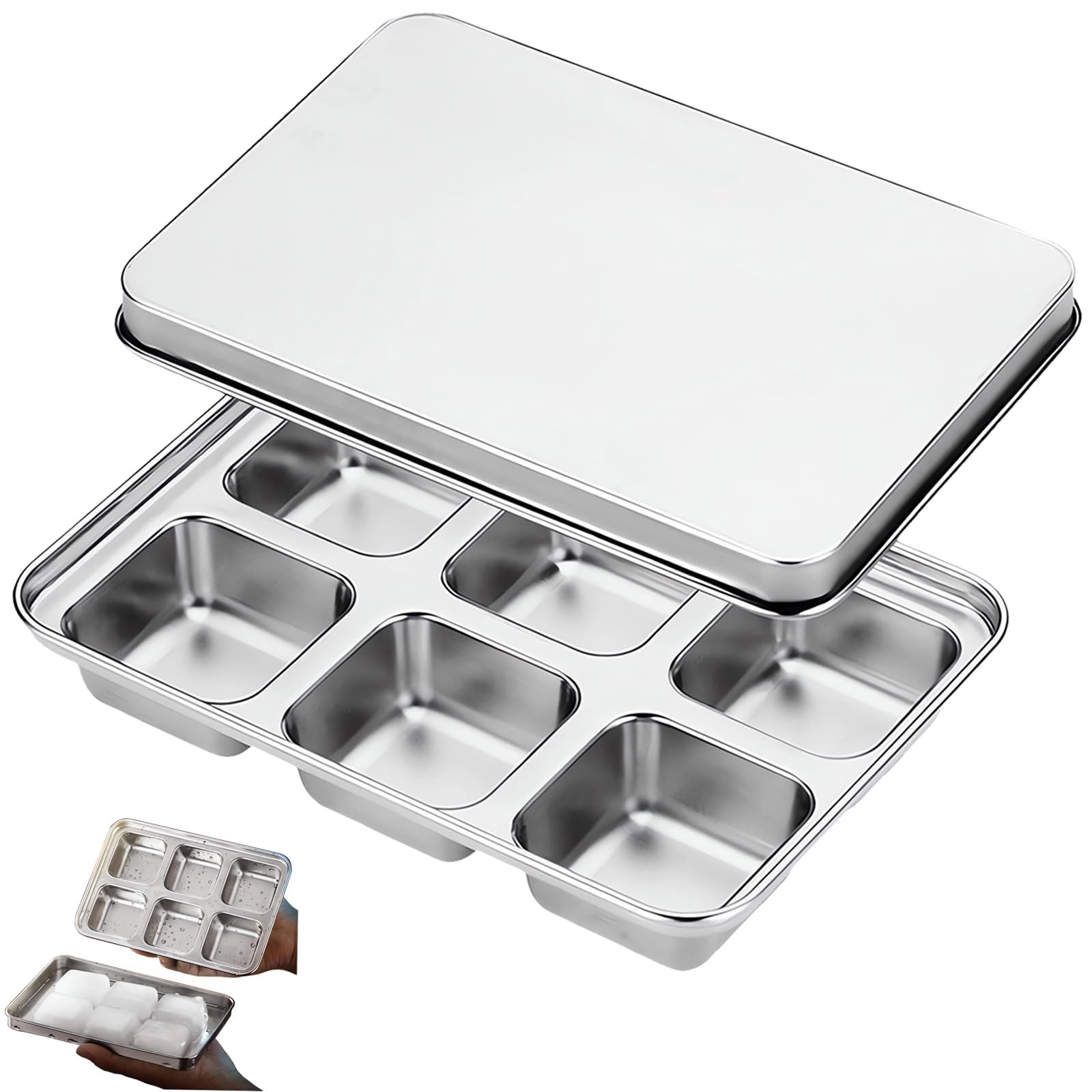 Vortihive stainless steel ice tray with lid for durable, hygienic ice.