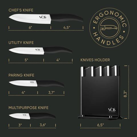 Close-up of Vos ceramic blades with an ultra-sharp zirconia edge