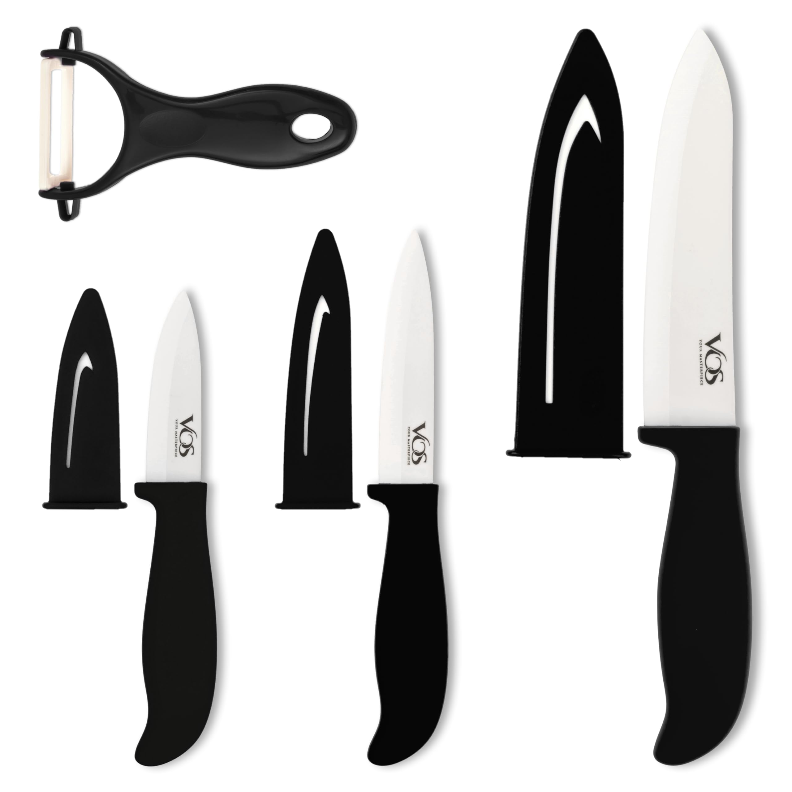 Vos ceramic knife set 3-inch paring knife for precise fruit prep.