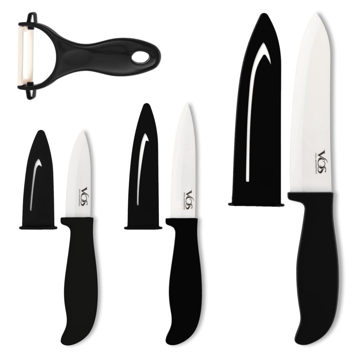 Vos ceramic knife set 3-inch paring knife for precise fruit prep.
