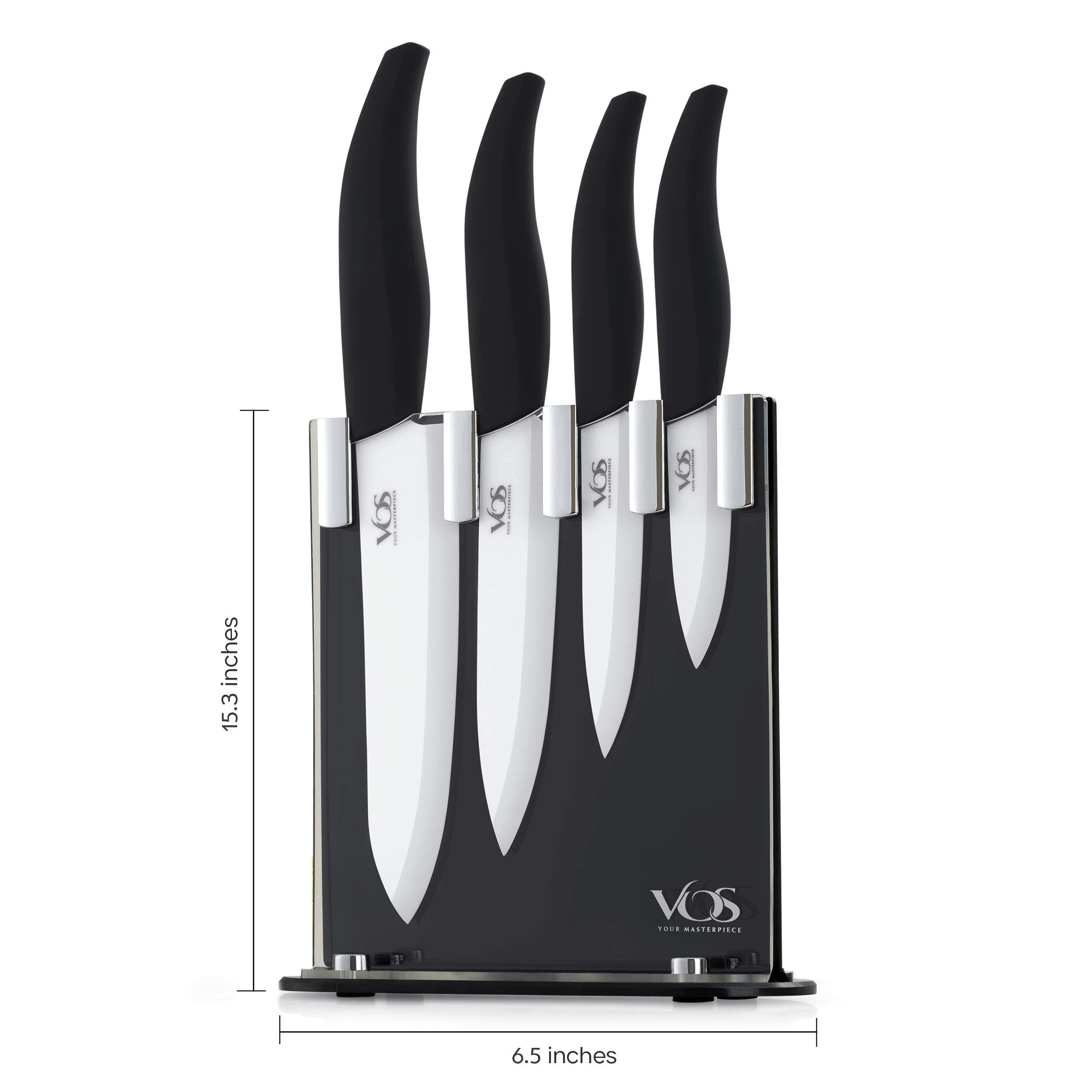 Vos ceramic knife set on countertop ready for prep