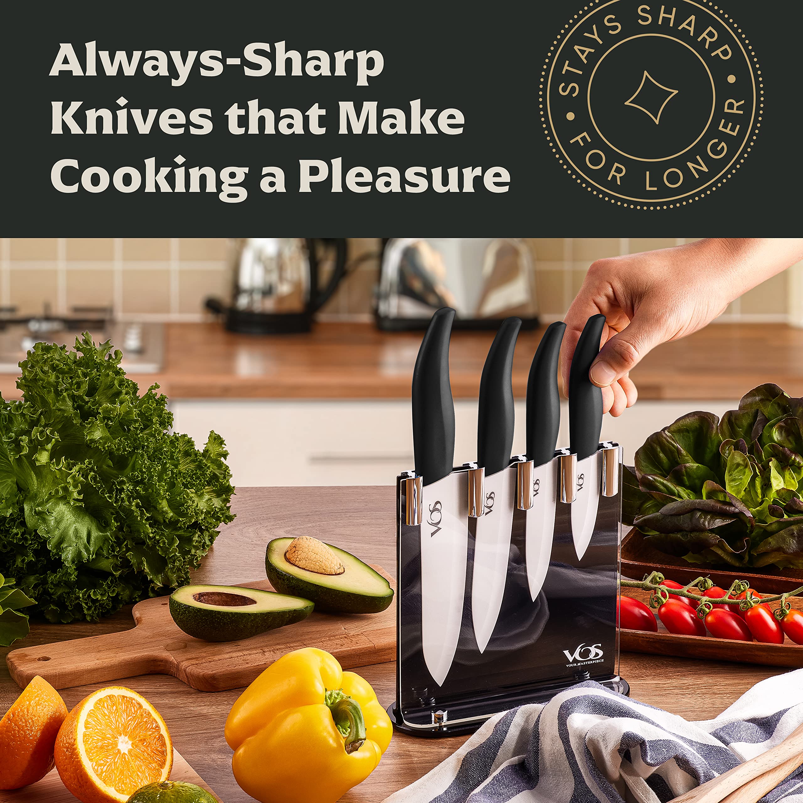 Gift-ready Vos ceramic knife set in elegant packaging