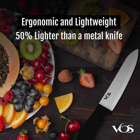 Vos ceramic knife set with peeler for quick fruit prep.