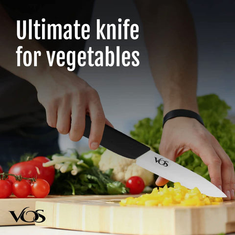 Vos ceramic paring knife rust-proof non-absorbent blade preserves flavor integrity while slicing produce