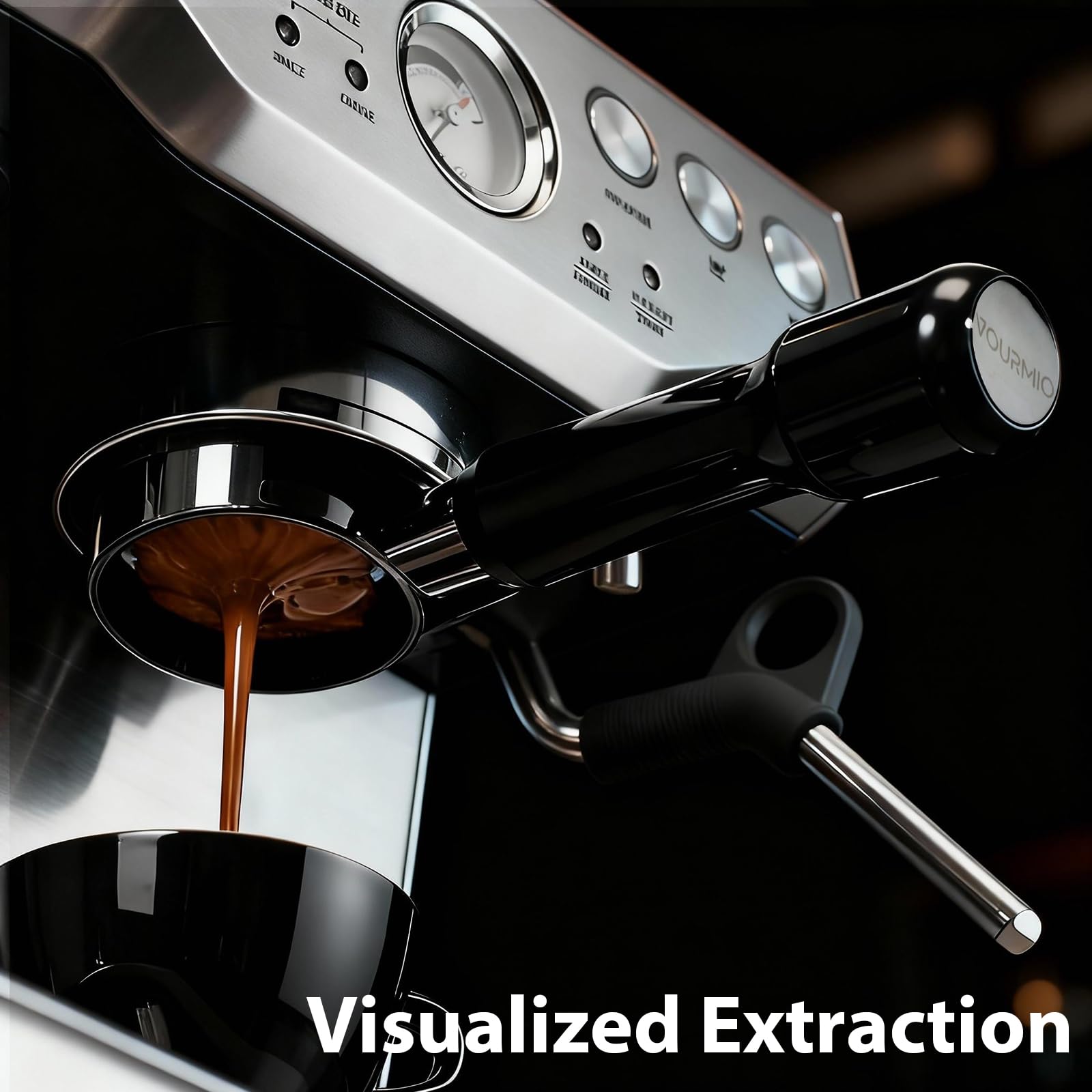 Bottomless design flow monitoring with VOURMIO portafilter