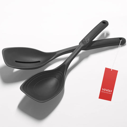 Vovoly 2-pack large silicone cooking spoons for versatile mixing and serving