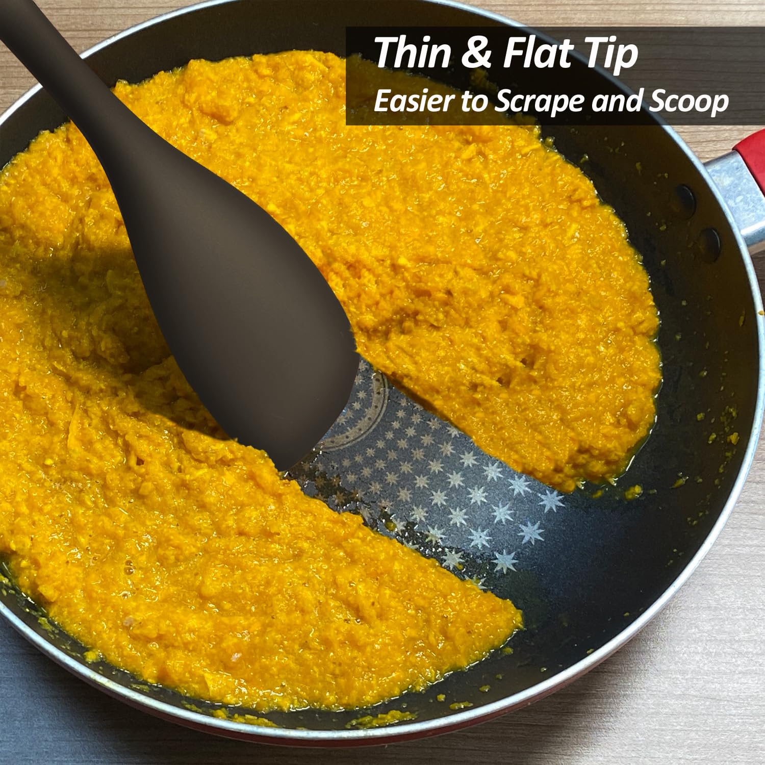 VOVOLY silicone spatula spoon set in action during baking and cooking.