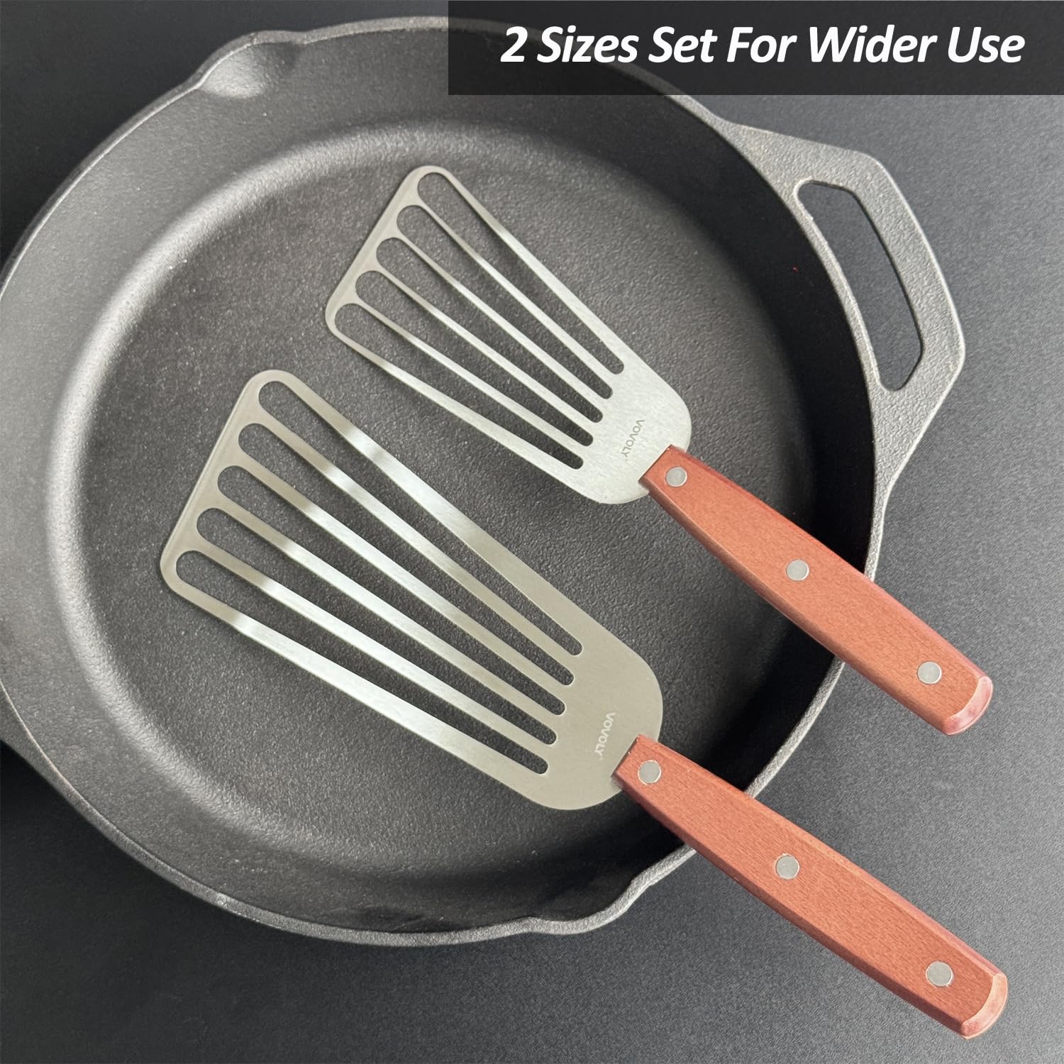 Vovoly curved slotted blade spatula enabling precise sliding under food