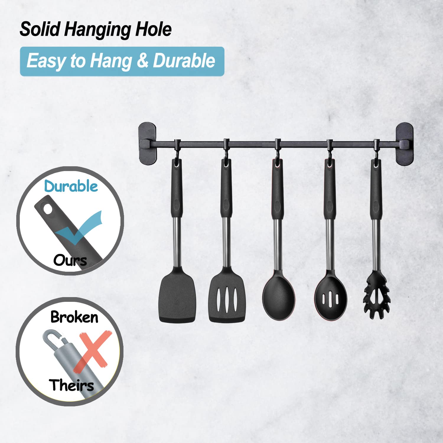Vovoly ergonomic grip provides comfortable control while cooking.