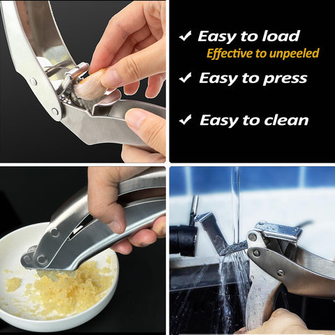 Vovoly double-lever garlic press delivers strong leverage for fast results