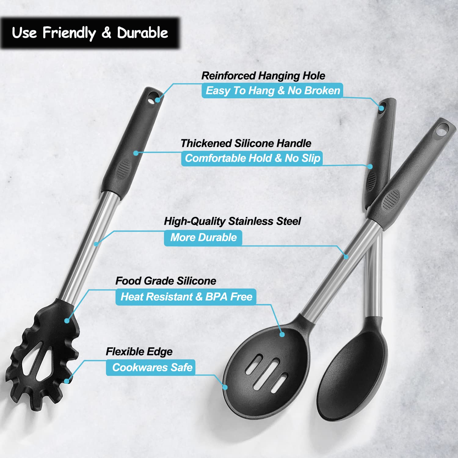 Vovoly heat-resistant handle protects hands during high-heat cooking.