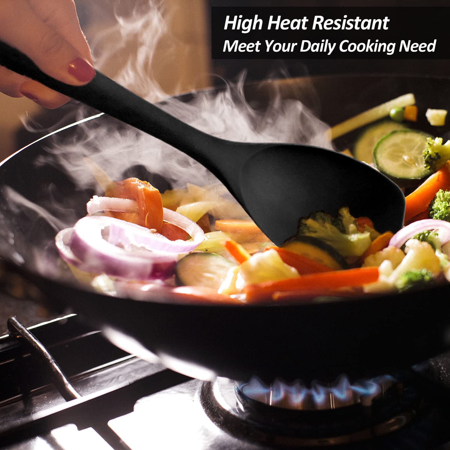 VOVOLY spatulas compatible with nonstick cookware for safe scraping.